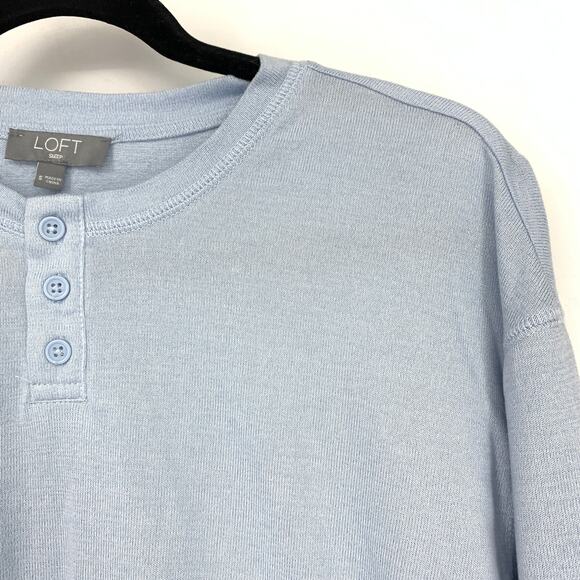 LOFT Henley Sleep Set Pajamas Womens Size Small Light Sky Blue - Picture 4 of 13
